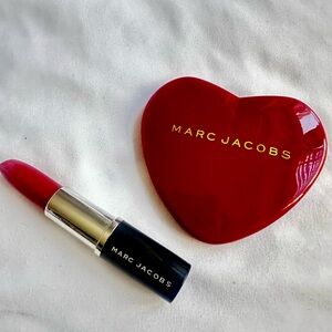 Marc Jacobs Red Heart Compact with Black Lipstick Tube